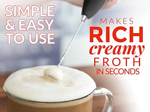 Powerful Milk Frother For Coffee With Upgraded Titanium Motor - Handheld Frother Electric Whisk, Milk Foamer, Mini Blender And Electric Mixer Coffee Frother For Frappe, Matcha, No Stand - Black - Image 2