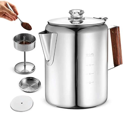 Percolator Coffee Maker Pot - 9 Cups | Durable Stainless Steel Material | Brew Coffee On Fire, Grill Or Stovetop | No Electricity, No Bad Plastic Taste | Ideal For Home, Camping & Travel - Image 9