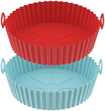 2 Pack Air Fryer Silicone Pot,7.5inch Silicone Air Fryer Basket,Round Air Fryer Reusable Liners,Non Stick Food Safe Air Fryers Oven Accessories,Air Fryer Bowl Inserts For 3 To 5 QT (7.5 Inch) - Image 6