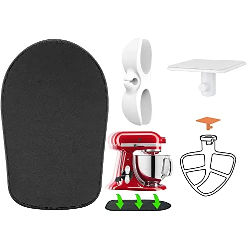 Sliding Mat For Kitchenaid Mixer With White Cord Organizer & Holder, Mixer Mover Slider Pad For Kitchenaid 4.5-5 Qt Tilt-Head Stand Mixer, Kitchen Appliance Slider Mat, Kitchen Aid Mixer Accessories