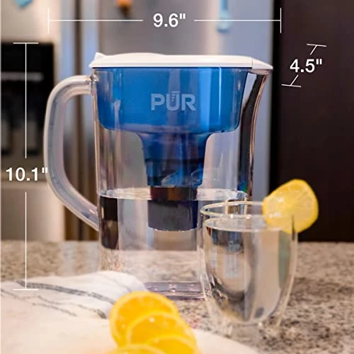 Water Pitcher Filtration System, 7 Cup, Clear/Blue - Image 5