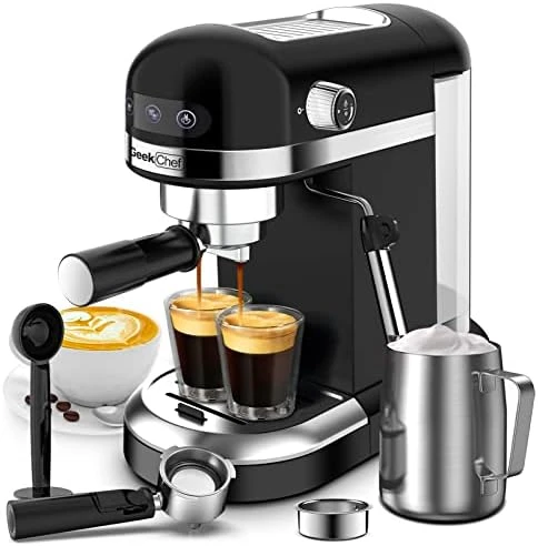 Espresso Machine 20 Bar, Fast Heating Automatic, Compact Coffee Maker With Milk Frother Steam Wand, Latte & Cappuccino Maker For Espresso, 1.4L Water Tank, 1350W - Image 6
