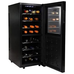 24 Bottle Dual Zone Wine Cooler, Black Thermoelectric Wine Fridge, 2.4 Cu. Ft (68L), Freestanding Wine Refrigerator, Wine Storage For Home Bar, Kitchen, Apartment, Condo