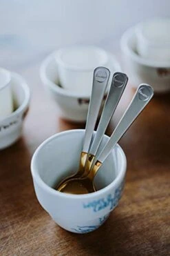 Professional Coffee Cupping Spoon For Roasters And Cuppers, Scratch Resistant Stainless Steel, Use For Coffee Tastings, Trying New Roasts, Gold (Stainless)