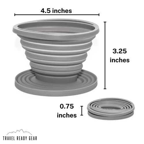 100% Silicone Collapsible Pour Over Coffee Maker Great For Travel, Backpacking, Camping, Vanlife (Gray) - Image 4
