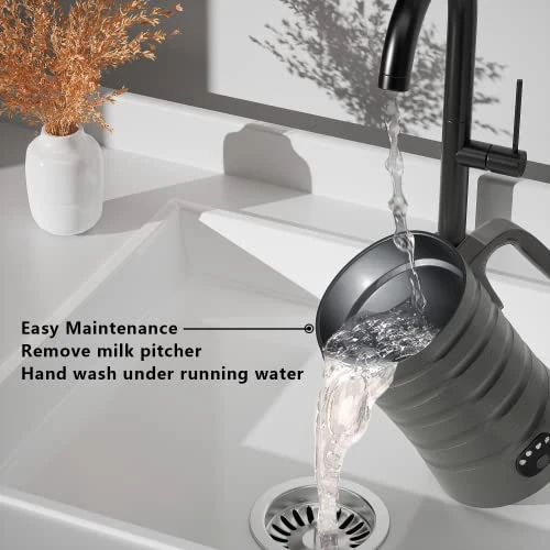 Milk Frother,4-in-1 Electric Milk Steamer,8.8oz/260ml Milk Warmer For Latte, Cappuccinos, Macchiato Ultra-Quite Working & Automatic Shut Off (Silver Grey) - Image 6