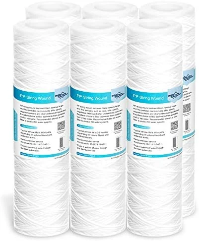 Membrane Solutions 5 Micron 10"x2.5" String Wound Whole House Water Filter Replacement Cartridge Universal Sediment Filters For Well Water - 6 Pack - Image 9