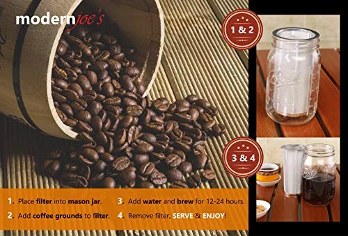 Premium Infuser Cold Coffee Maker For 2QT Wide Mouth Mason Jars By Modern Joe's. Perfect For Ice Coffee And Tea. Heavy Duty Gauge 100 Micron Mesh 304 Stainless Steel - Image 6