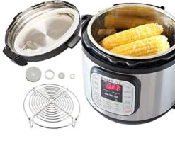 Power Pressure Cooker Sealing Ring Silicone Gasket For 5 & 6QT IP Model With 5 Inch Steamer Rack,Set Of 6 Pressure Cooker Accessories (Clear Seal Ring +Steamer Rack)