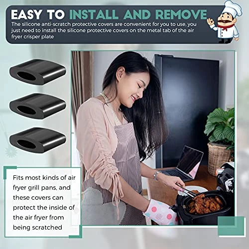 16 Pieces Air Fryer Rubber Bumpers Black Air Fryer Rubber Pieces Air Fryer Replacement Parts Silicone Accessories Rubber Non-Scratch Protective Covers For Air Fryer Grill Pan, 0.6 X 0.44 X 0.18 Inch - Image 5