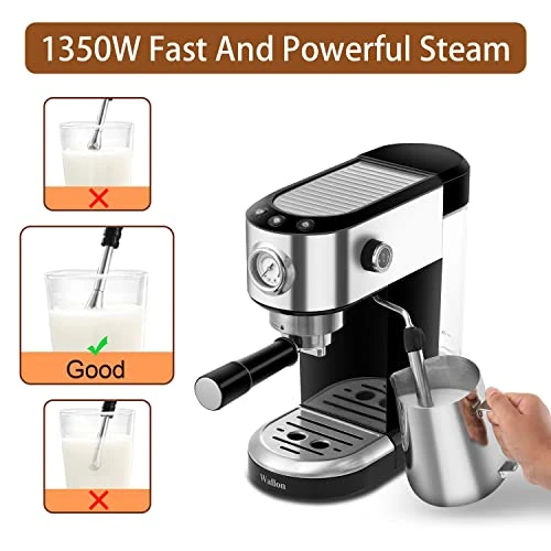 20 Bar Espresso Machine With Milk Frother, Espresso, Cappuccino, Latte, Machiato Maker, For Home Barista, 1.4L Water Tank, 1350W - Image 3