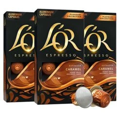 Espresso Capsules, 30 Count Caramel, Single-Serve Aluminum Coffee Capsules Compatible With The L'OR BARISTA System & Nespresso Original Machines