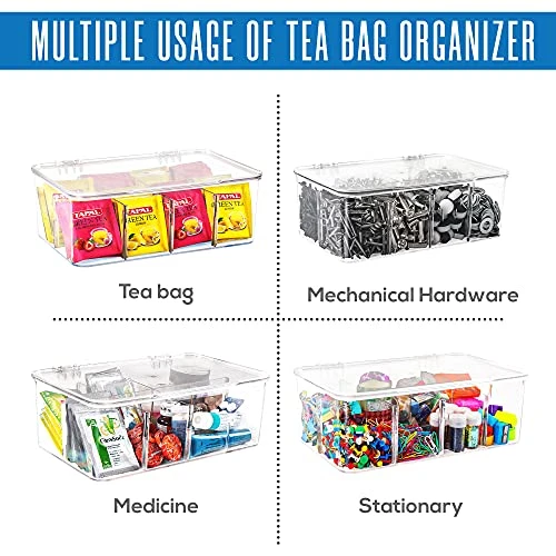Utopia Home (3 Pack) Tea Bag Organizer - Stackable Tea Bag Storage Organizer With Clear Top Lid- Tea Bag Holder For Counter Tops, Kitchen Cabinets, Pantry, Sweeteners (Clear) - Image 3