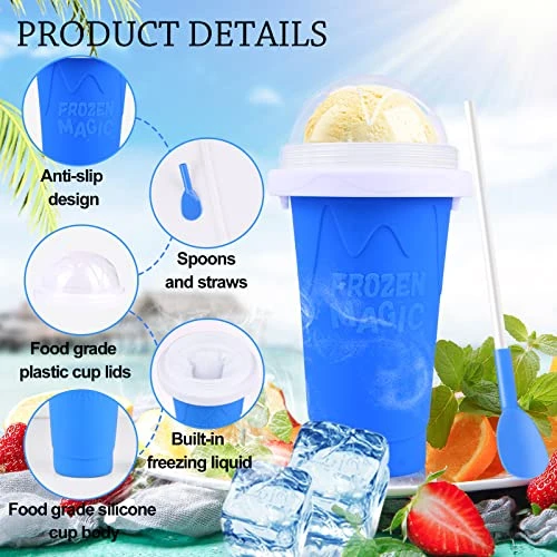 DIY Slushy Maker Cup Double Layers Silica Cup,Smoothie Pinch Ice Cup, Frozen Magic Squeeze Cup,Cooling Maker Cup,Freeze Mug Tools, Portable Squeeze Icy Cup - Image 3