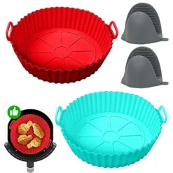 2 Pieces Air Fryer Silicone Baking Tray, Air Fryer Silicone Pot With Anti-scalding Hand Clip, Air Fryer Liners Reusable, For Air Fryer Accessories, Microwave, Oven