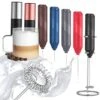 -USA Milk Frother For Coffee, Handheld Drink Mixer Electric Whisk, Mini Stirrer Wand Foam Maker, Black