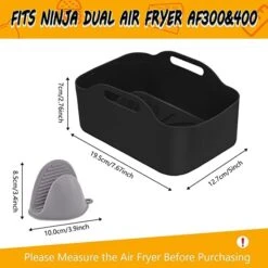 2PCS Silicone Pot For Ninjas Dual Air Fryer, Silicone Air Fryer Liners Double Air Fryer Silicone Air Fryer Basket, Air Fryer Rack Accessories For Air Fryer, Oven, And Microwave