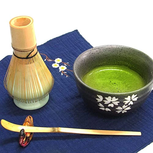 Japanese Matcha Tea Set, Matcha Whisk, Traditional Scoop, Matcha Bowl, Black Bamboo Tray, Ceramic Whisk Holder, Matcha Caddy, Handmade Matcha Ceremony Kit For Japanese Tea Ceremony (10Pcs) - Image 6