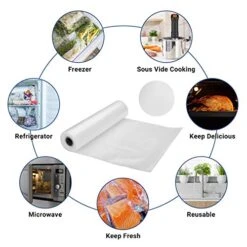 4 Rolls Vacuum Sealer Bags, 11" X 25' 2 Rolls & 8" X 25' 2 Rolls Vacuum Sealer Rolls For Food Saver, Sous Vide Bags Food Storage Freezer Sealer Bag For Cooking With BPA Free