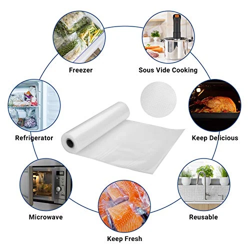 4 Rolls Vacuum Sealer Bags, 11" X 25' 2 Rolls & 8" X 25' 2 Rolls Vacuum Sealer Rolls For Food Saver, Sous Vide Bags Food Storage Freezer Sealer Bag For Cooking With BPA Free