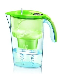 Laica Stream Line Water Filter Jug (Colour Edition) & 1 X 30 Day Bi-Flux Water Filter Cartridge - Fits Inside Your Fridge - Quick Fill Lid, 2.3L Total Capacity, 1.2L Filtered Water J31AB-GREEN
