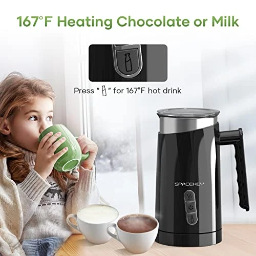 Milk Frother,4-in-1 Electric Frother For Coffee,Spacekey 10.1oz Milk Frother And Steamer,Milk Warmer Heats Up To 167β,Automatic Hot & Cold Milk Foamer With Buzzer For Latte,Cappuccino,Chocolate Milk - Image 2