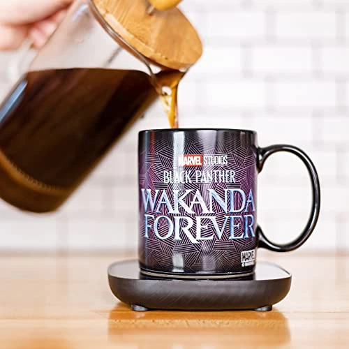 Lack Panther Wakanda Forever Mug Warmer With Mug β Keeps Your Favorite Beverage Warm - Auto Shut On/Off