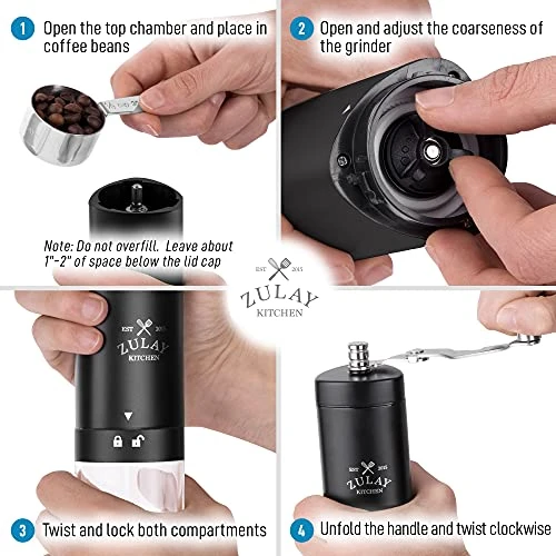 Manual Coffee Grinder With Foldable Handle - Triangular Coffee Grinder Manual With Adjustable Coarse Settings - Portable & Space-Saving Hand Coffee Grinder For Coffee Beans (Black) - Image 4