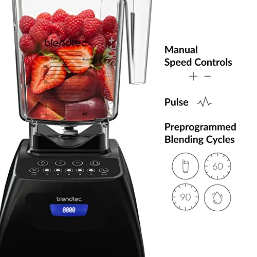 Blendtec Classic 575 Blender - WildSide+ Jar (90 Oz) - Professional-Grade Power - Self-Cleaning - 4 Pre-programmed Cycles - 5-Speeds - Black - Image 4
