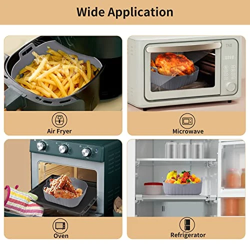 Air Fryer Silicone Liners: 2Pcs Square Non-stick Airfryer Basket Accessories Reusable Washable Silicone Pot For 4-7Qt - Image 4