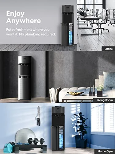 Brio CLBL520SCBLK Self-Cleaning Bottom Load Water Cooler Dispenser For 3 & 5 Gallon Bottles – Hot, Room & Cold Spouts, Child-Safety Lock, LED Display & Night Light, Black Stainless Steel - Image 5