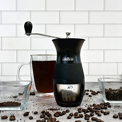 Manual Coffee Grinder, Large Capacity Ceramic Burr Grinder With Adjustable Grind Size, Black - Image 4