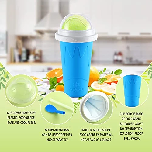 Slushie Cup Slushy Maker Ice Cup Silica Cup Pinch Cup Summer Cooler Smoothies Cup Double Layer Squeeze Cup Slush Maker Cup Smoothie Cup - Image 3