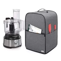 Uxja Food Processor Cover For Cuisinart And Hamilton Beach 10-14 Cup Processor, Food Processor Dust Cover With Accessories Pockets, Gray
