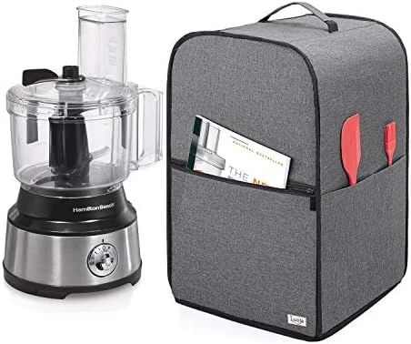 Uxja Food Processor Cover For Cuisinart And Hamilton Beach 10-14 Cup Processor, Food Processor Dust Cover With Accessories Pockets, Gray - Image 10
