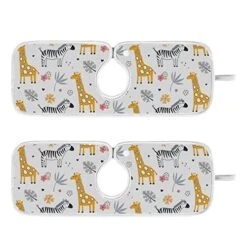 Kcldeci 2 Pack Faucet Mat Splash Guard For Kitchen Sink,Cute Zebra Giraffe And 23x5 Inch Faucet Handle Drip Catcher Tray Absorbent Mat Fast Dry Mat For Kitchen, Bathroom