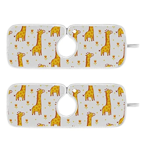 Kcldeci 2 Pack Faucet Mat Splash Guard For Kitchen Sink,Giraffe Blinked 14x5 Inch Faucet Handle Drip Catcher Tray Absorbent Mat Fast Dry Mat For Kitchen, Bathroom
