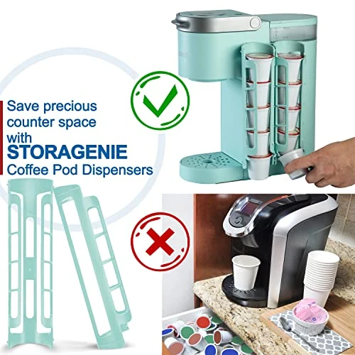 K Cup Holder For Keurig K-cup,Coffee Pod Storage, Side Mount | Wall Mount, Perfect For Small Counters (2 Rows/For 10 K Cups, OASIS BLUE) - Image 3