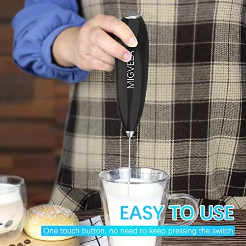 MIGVELA Coffee Milk Frother Handheld Electric Double Whisk Drink Mixer Battery Operated One-Button Hand Held Mini Foam Maker With Stand For Coffee Latte Cappuccino Hot Chocolate - Image 4