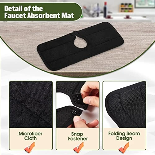 2PCS Faucet Absorbent Mat, Kitchen Faucet Splash Catcher, Microfiber Faucet Drip Splash Catcher, Washable Sink Splash Guard Behind Faucet, Water Drying Pads For Kitchen, Bathroom And RV - Image 3
