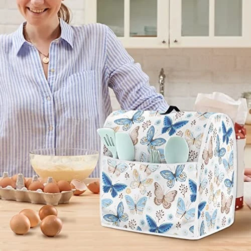 Flashideas Butterfly Kitchen Aid Mixer Cover For Women, Oil-proof Stand Mixer Cover With Handle And Pocket, Durable Protective Cover For Tilt Head/Lift Bowl Mixer Home Appliance Organizer Bag - Image 3