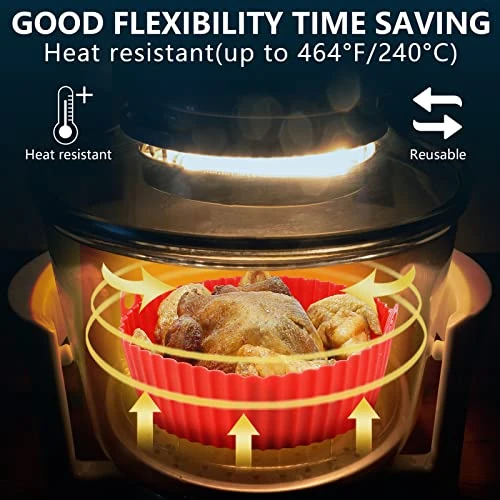 Air Fryer Silicone Liners 7.9inch - Reusable Non-stick Easy Cleaning Silicone Baking Tray With Dish Brush, Food Safe Air Fryers Oven Accessories Round Liners For 3.5 To 5 Qt (2 Pack) - Image 3