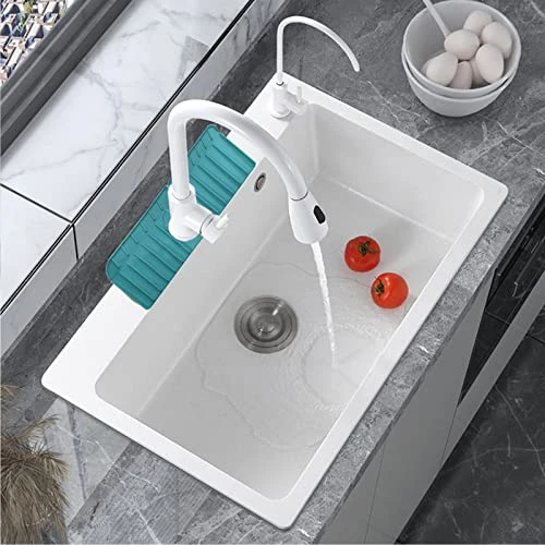 Silicone Faucet Handle Drip Catcher Tray Mat, Kitchen Faucet Mat Sink Splash Guard,Sink Drain Pad Behind Faucet,Countertop Protector Drying Mat For Bathroom, Kitchen (Blue) - Image 3