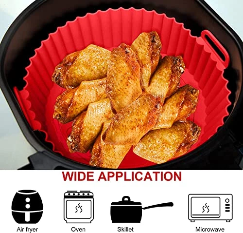 2 Pack Air Fryer Silicone Pot,7.5inch Silicone Air Fryer Basket,Round Air Fryer Reusable Liners,Non Stick Food Safe Air Fryers Oven Accessories,Air Fryer Bowl Inserts For 3 To 5 QT (7.5 Inch) - Image 2
