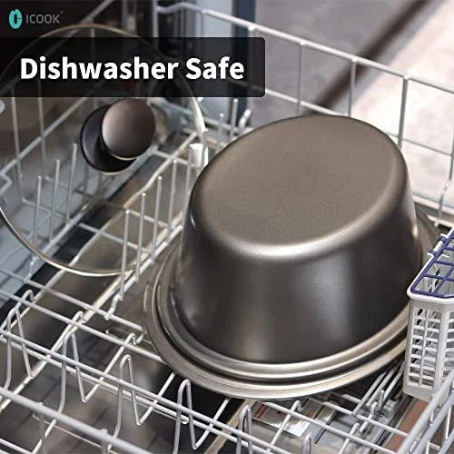 USC-65-OP001BK 6.5 Quart Slow Cooker,Aluminium Sear/Sauté Stew Pot Stovetop Safe,Dishwasher Safe,Glass Lid,Adjustable Temp,Food Warmer,Black - Image 4