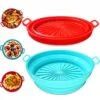 Air Fryer Silicone Liners,2Pack 7.5inch Reusable Air Fryer Silicone Basket Heat Resistant Easy Cleaning Air Fryers Silicone Pot Round For 3 To 5 Qt For Air Fryer Oven Accessories (Blue+Red)