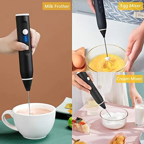 Electric Handheld Milk Frother 3 Speeds Rechargeable Adjustable Drink Blender Stainless Steel Whisk Rotary Mixer Egg Beater Self Turning Egg Stirrer Kitchen Accessories Mini Foam Maker For Coffee - Image 5