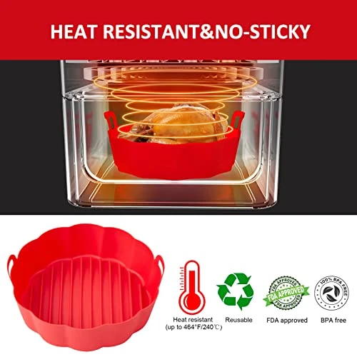 Eidsefe Air Fryer Silicone Liners, 2PCS 7.5" Food Grade Reusable Air Fryer Liner, Easy Cleaning Fits 3-5QT Airfryer Accessories - Image 5