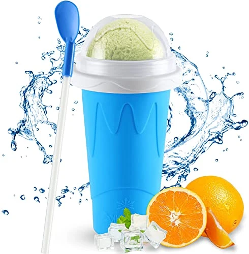 Slushie Cup Slushy Maker Ice Cup Silica Cup Pinch Cup Summer Cooler Smoothies Cup Double Layer Squeeze Cup Slush Maker Cup Smoothie Cup
