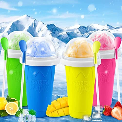 Slushie Cup Slushy Maker Ice Cup Silica Cup Pinch Cup Summer Cooler Smoothies Cup Double Layer Squeeze Cup Slush Maker Cup Smoothie Cup - Image 6